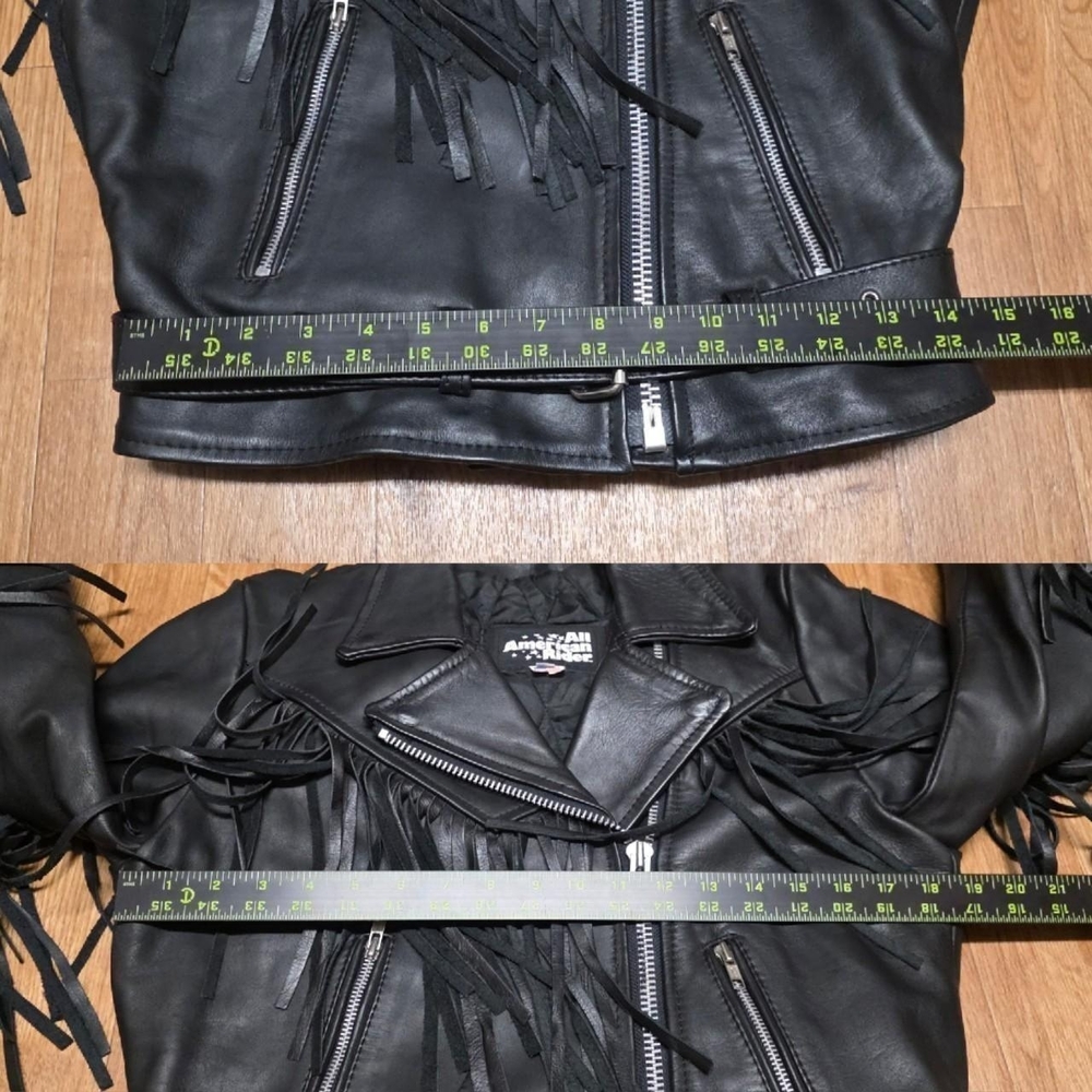 ALL AMERICAN RIDER Women's Leather Motorcycle Fringe Jacket Size 10 Made In USA - Picture 6 of 8